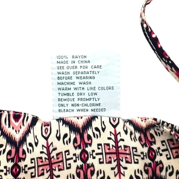 Spaghetti Strap Rainforest Cafe Black & Pink Tribal Print Top - Size Large - Picture 5 of 8